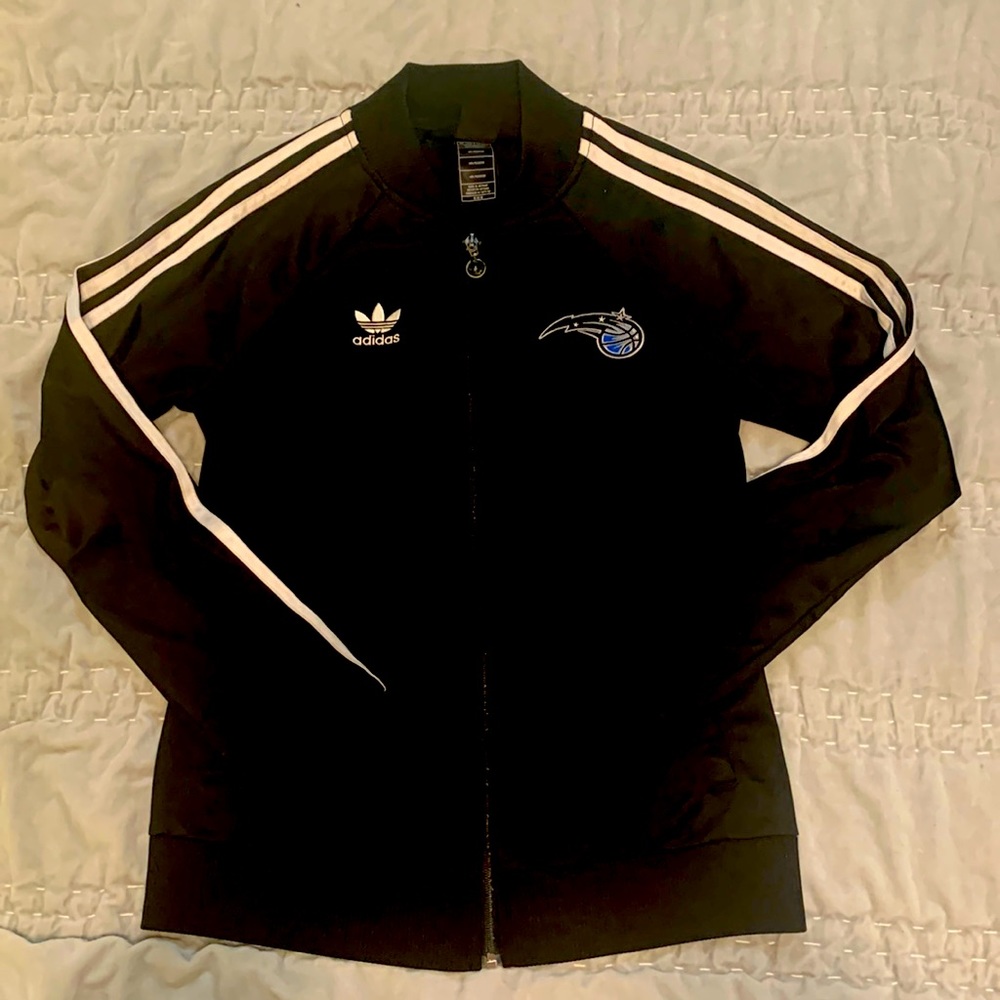 Adidas originals track jacket zipper front Orlando Magic logo black Youth Medium